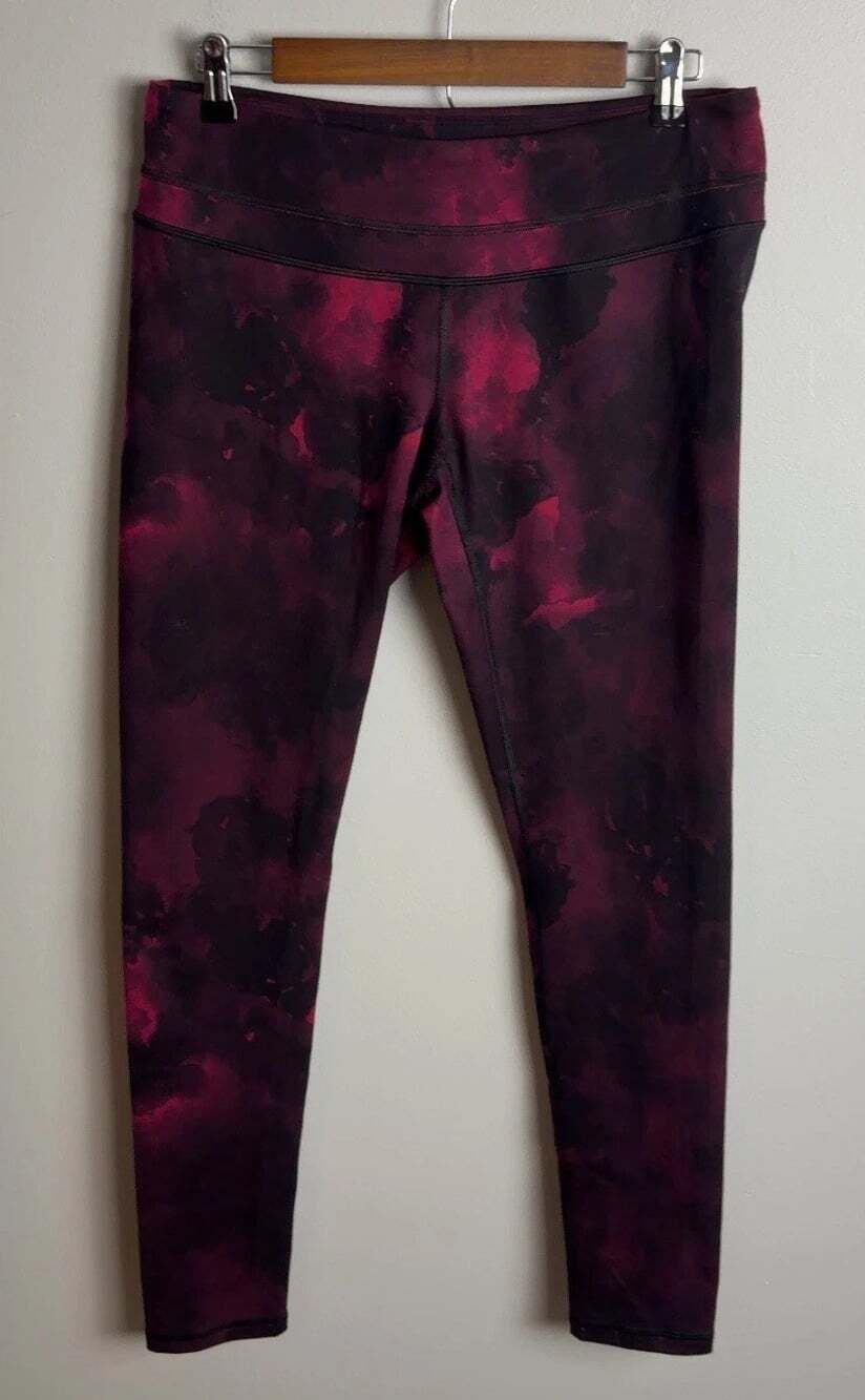 Lucy Athletic Leggings Burgundy Black Abstract Yoga Pants Size Large Women’s